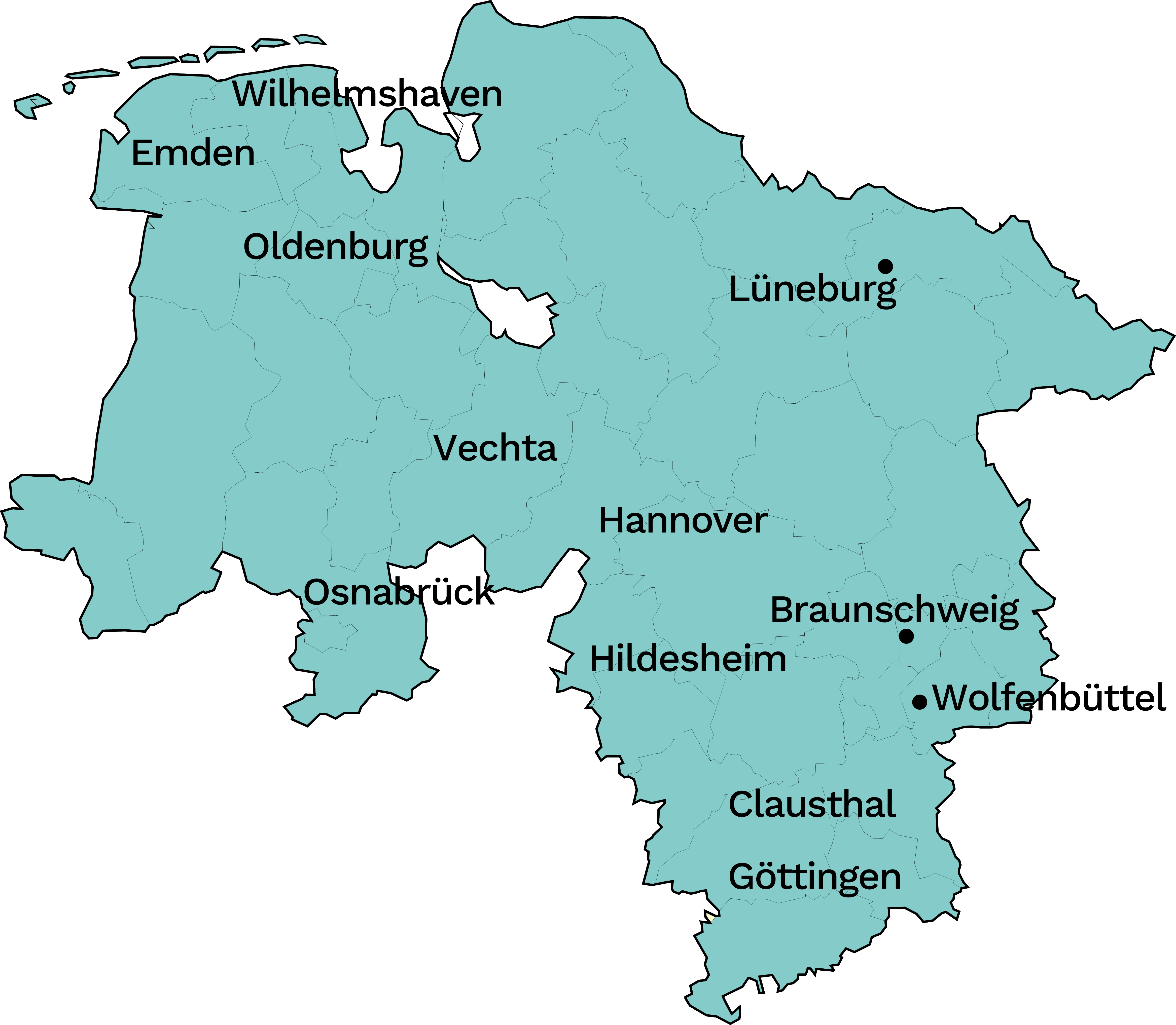 Karte von Niedersachsen