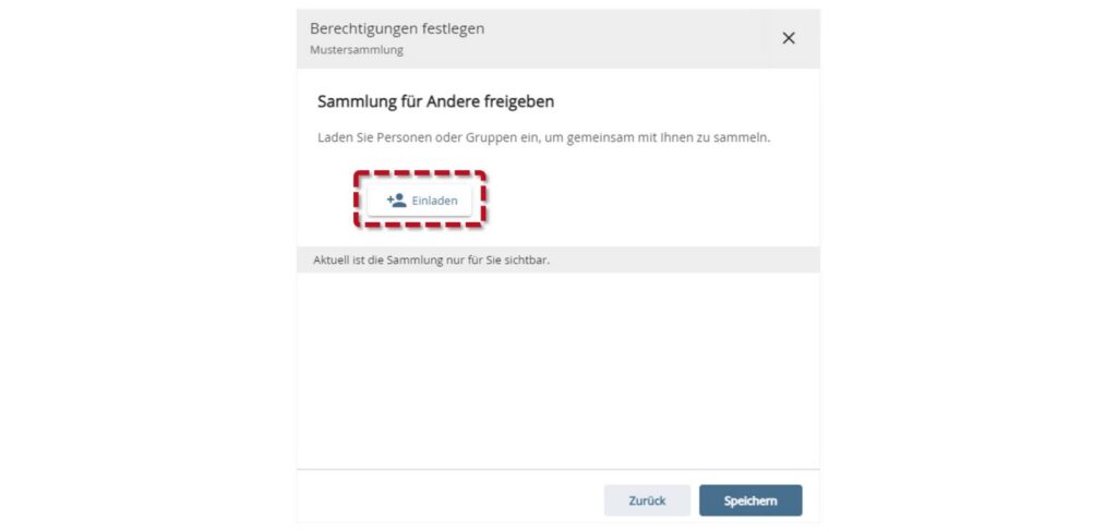 Hier können Sie Personen oder Gruppen einladen, um gemeinsam mit Ihnen zu sammeln.