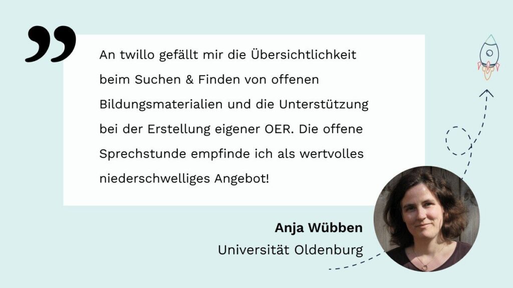 Website section 'OER of the month' with three selected learning materials in tiles: a science game, teaching ideas for inclusive classes and German learning material.